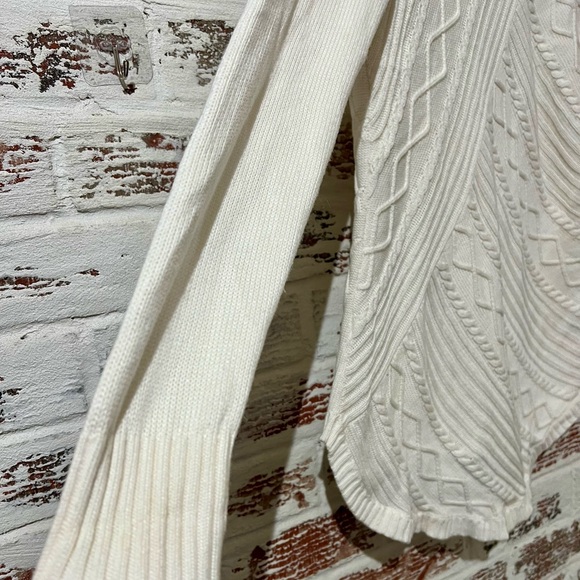 Cupio Sweater Ivory White Geo Raised Pattern Cotton Blend Stretch Sz M - Picture 3 of 9